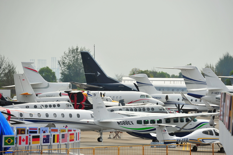 Private planes on the tarmac at the Air Charter Expo
