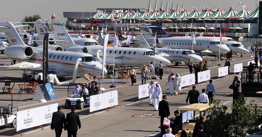 Private planes and attendees at the MEBAA Show