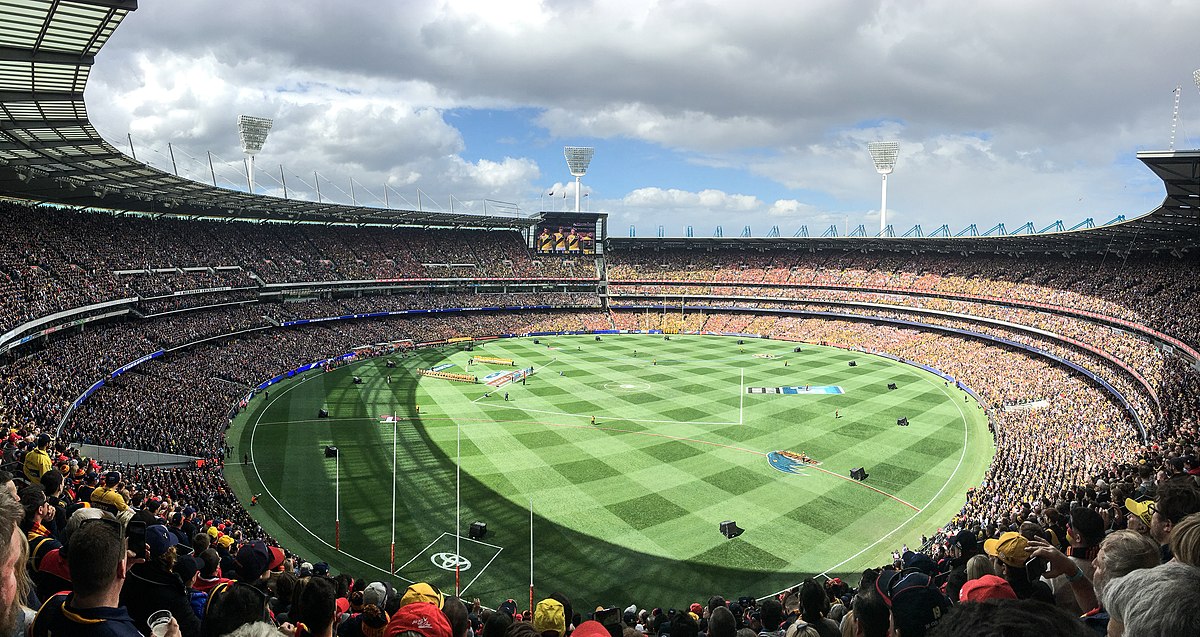 Fans filling the stadium at the AFL Grand Final.