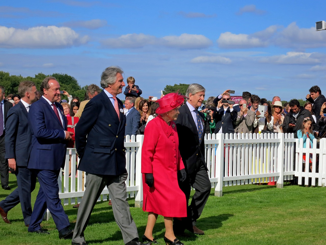 Queen Elizabeth II and entourage attending the British Ladies Open Polo Championships.