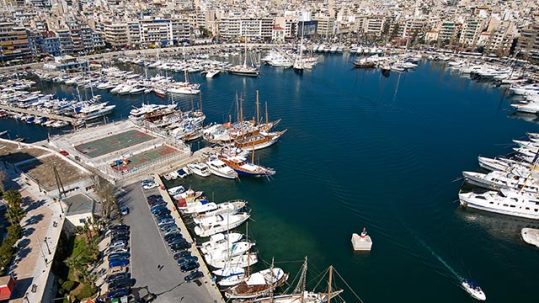 Yachts and superyachts docked at the Eastern Mediterranean Yacht Show.