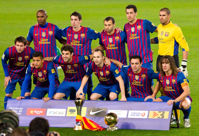 The champion soccer team posing for a team photo at the FIFA Club World Cup.