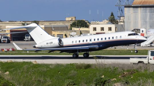 Private jet landing in Malta for the MACE - Malta Aviation Conference and Expo.