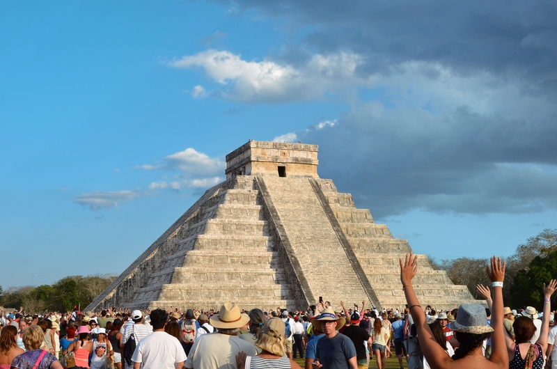 Chichen Itza pyramid in Mexico during the June Equinox.