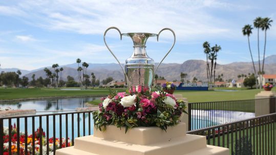 Trophy overlooking a beautiful golf course at The Chevron Championship.