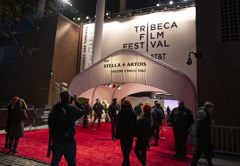 Film goers on the red-carpet entrance to the Tribeca Film Festival.