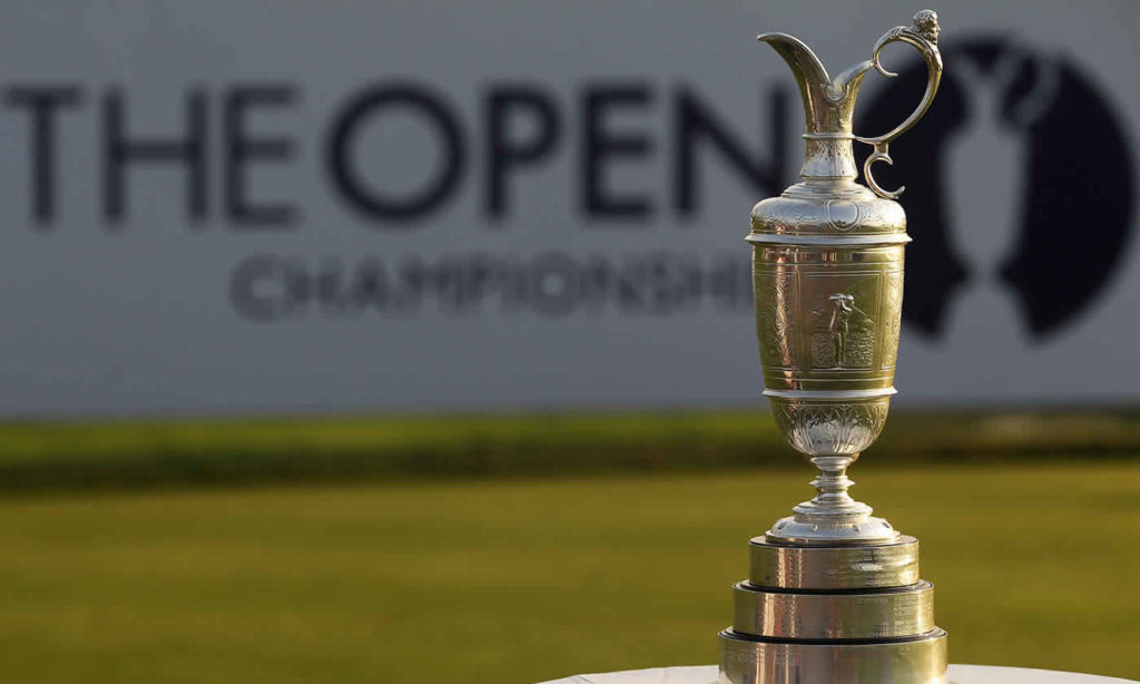 The Open Championship trophy at the British Open.