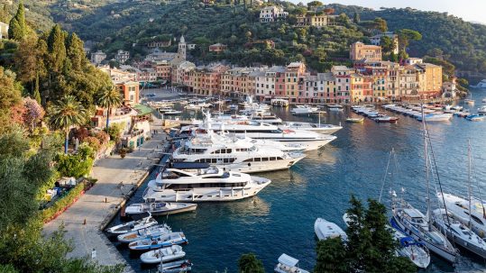 Dozens of luxury yachts and superyachts docked in Monaco during Yachting Events.