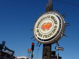 Sign for Fisherman's Wharf in San Francisco vacations.