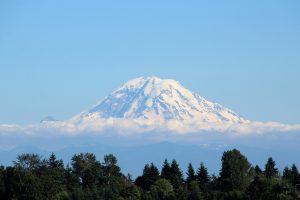 View of Mount Rainier during a Seattle vacation.